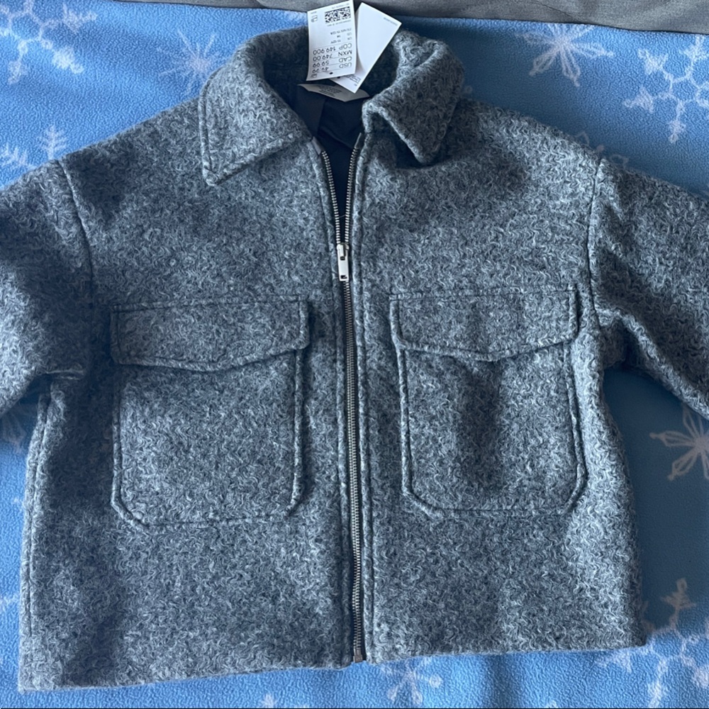 Brand New H&M Girls 11-12Y Gray Pea Coat